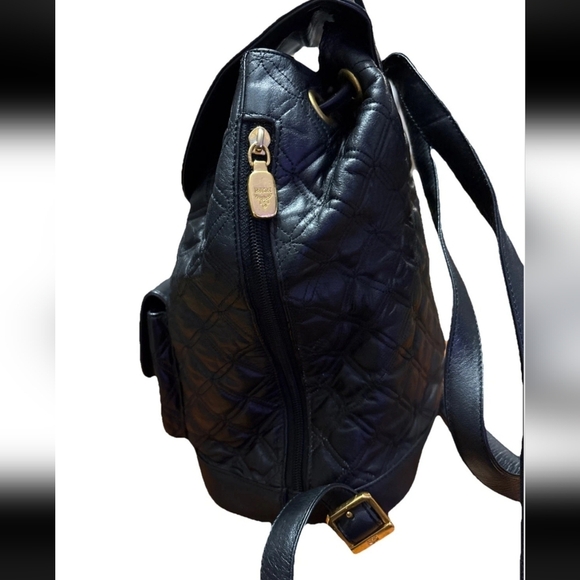 MCM Black Quilted Backpack with Gold Accents main image 7